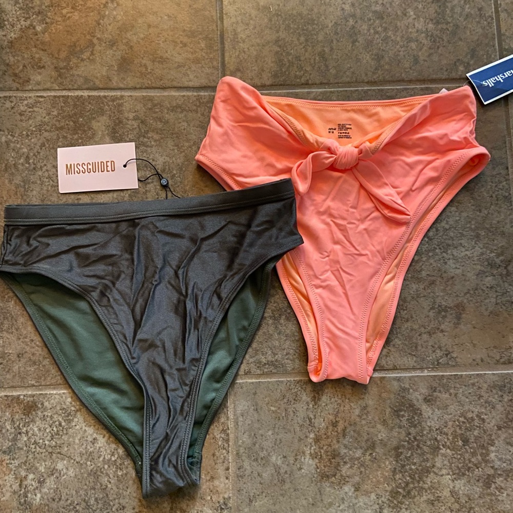 2 NWT High Rise Bikini Bottoms Medium